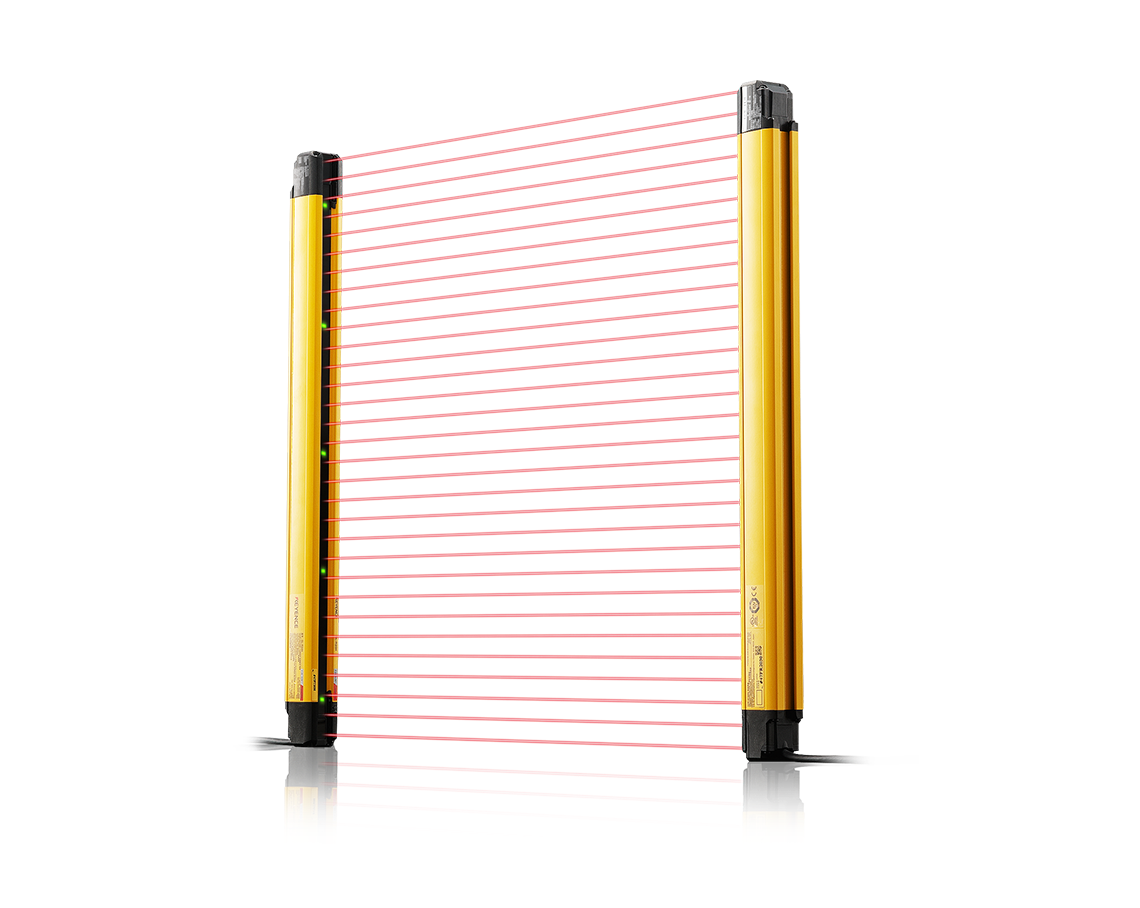 Safety light curtains for industrial automation to protect workers and ensure machine safety.